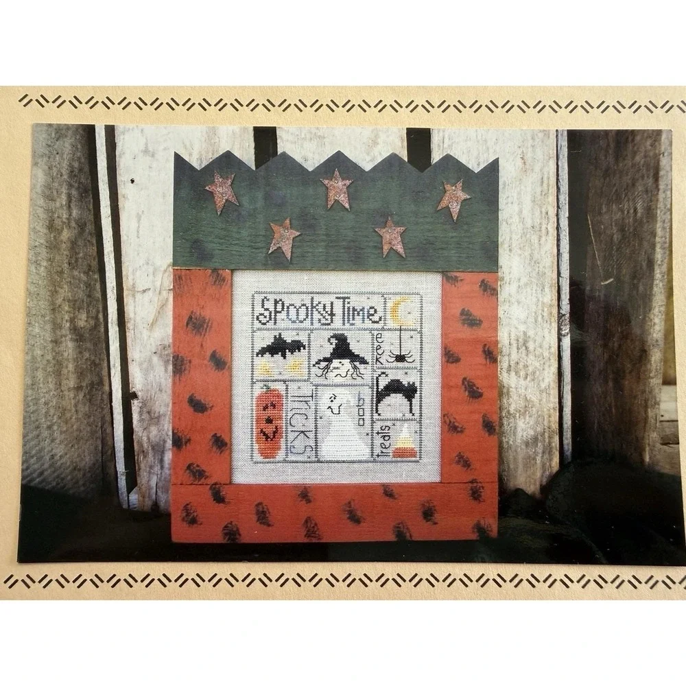 4 My Boys Spooky Time Halloween Ghost Witch Jack-O-Lantern Cross‎ Stitch Pattern